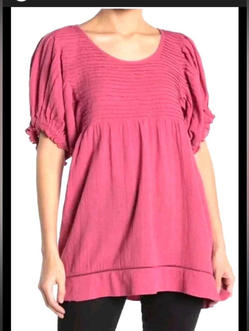 Free People Pintuck Scoop Tunic - Raspberry Pink
